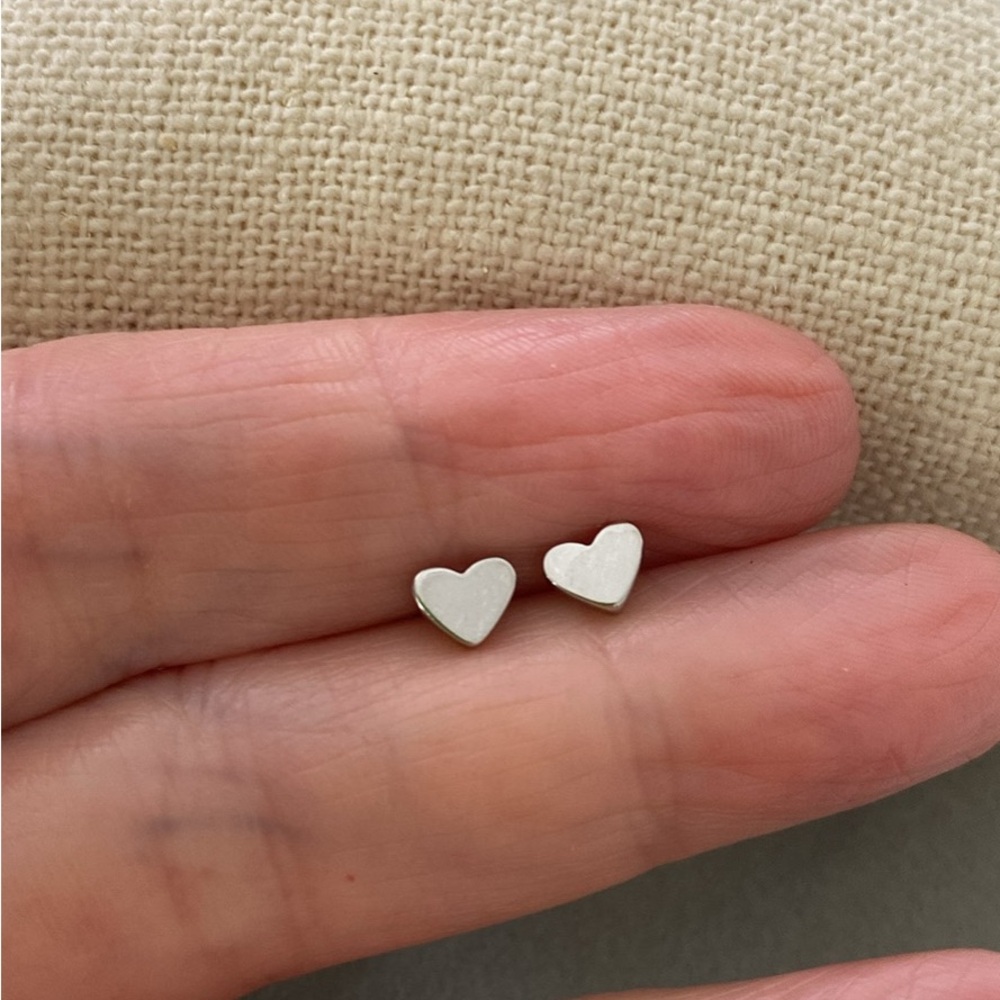 Elegant Silver Heart Stud Earrings